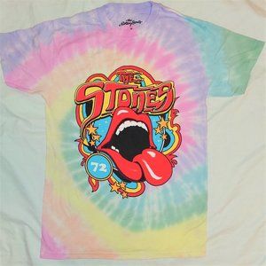 The Rolling Stones 1972 Tongue Logo Tie Dye Official cotton T-Shirt L NWT